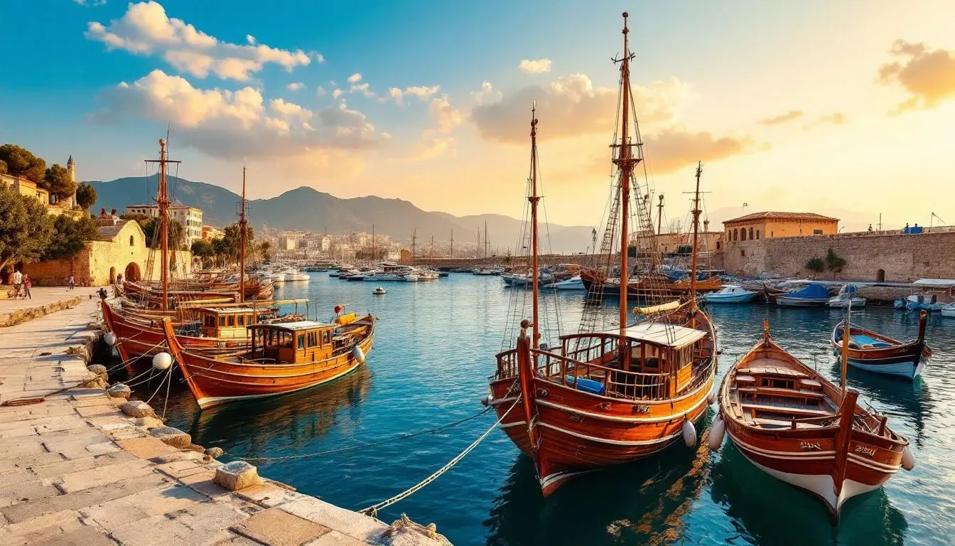 Antalya harbor and Mediterranean coastline with Kaleiçi old town